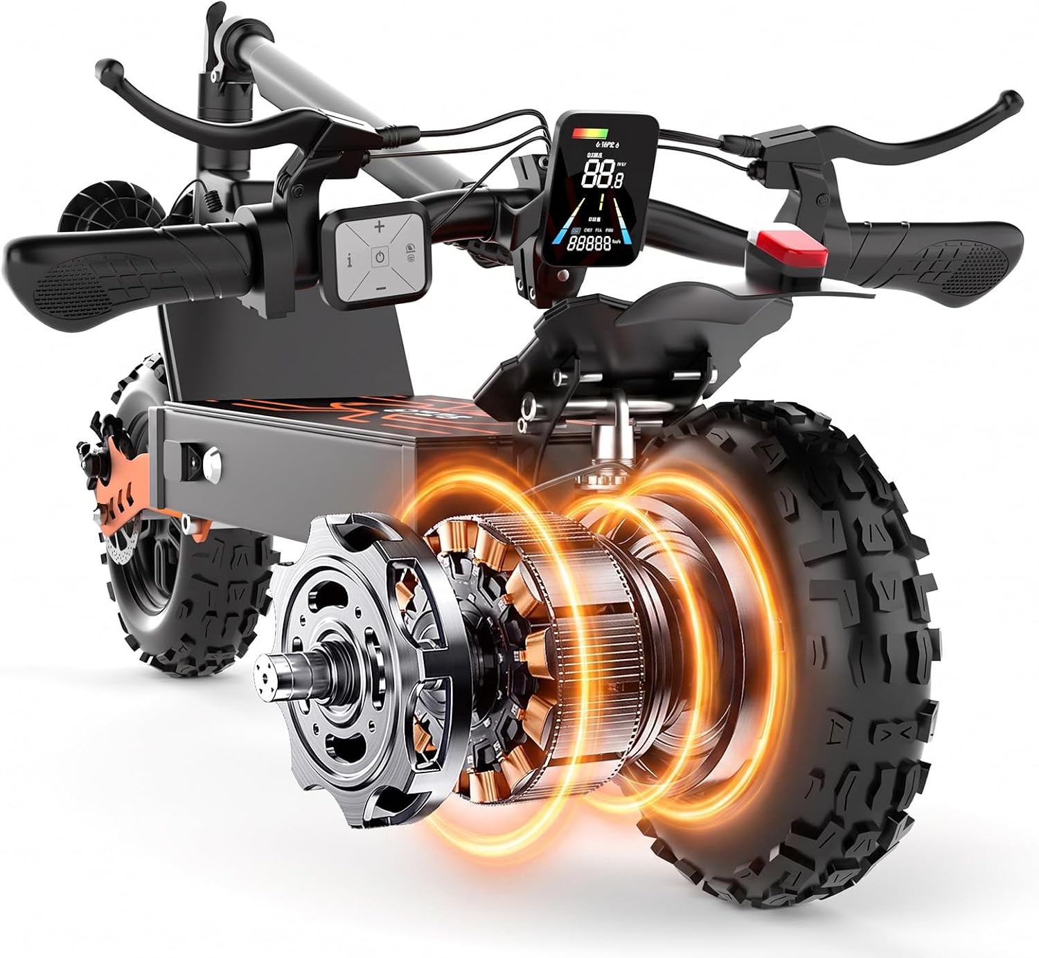 Electric Scooter for Adults with Seat, 1500W Motor, 45 Mile Range, 30 Mph Fast Speed, 48V 25AH Battery, Heavy Duty 265 lbs, Dual Disc Brake, 11" Off-Road Foldable e Scooter for Teens